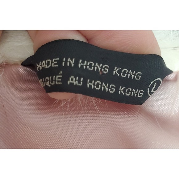 Vintage Dyed Rabbit Fur Coat Womens L Beige Cream Made in Hong Kong Satin Lined - Picture 5 of 12